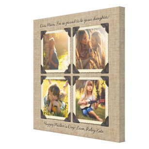 Mother Daughter Personalized Instagram Photo Grid Canvas Print