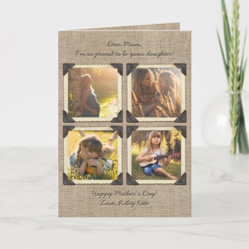 Mother Daughter Personalized Instagram Photo Grid Holiday Card