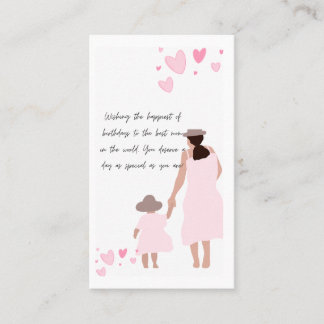 Mother & Daughter Pink Heart Silhouette Business Card