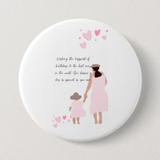 Mother & Daughter Pink Heart Silhouette Button