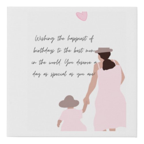 Mother & Daughter Pink Heart Silhouette Faux Canvas Print