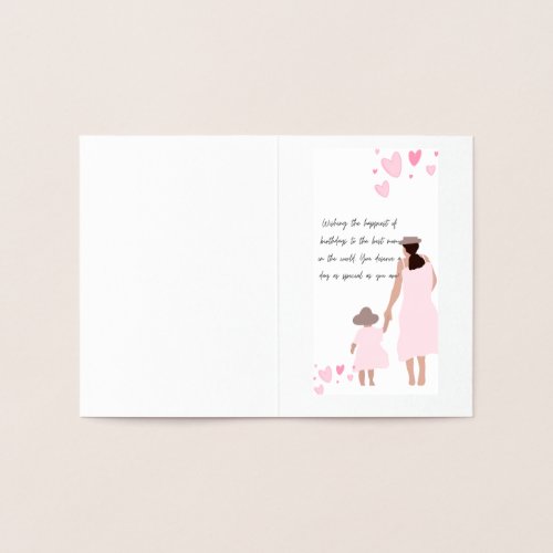 Mother & Daughter Pink Heart Silhouette Foil Card