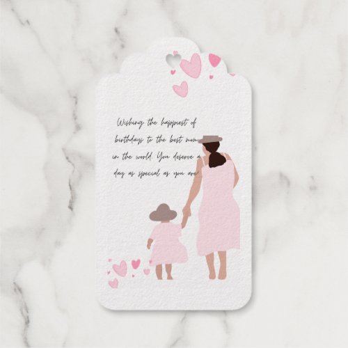 Mother & Daughter Pink Heart Silhouette Foil Gift Tags