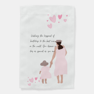 Mother & Daughter Pink Heart Silhouette Garden Flag
