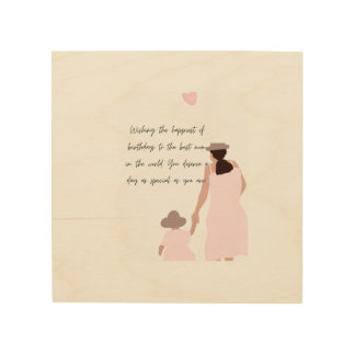 Mother & Daughter Pink Heart Silhouette Wood Wall Art