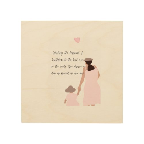 Mother & Daughter Pink Heart Silhouette Wood Wall Art