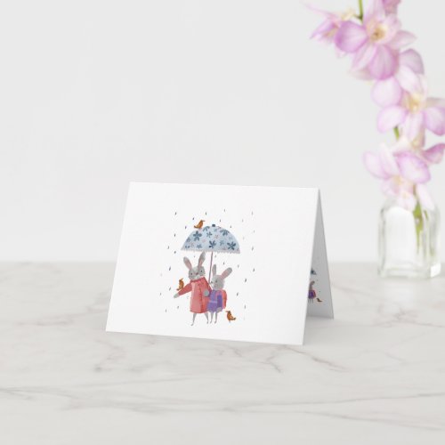 Mother Daughter Rabbit and Birds Mothers Day Card