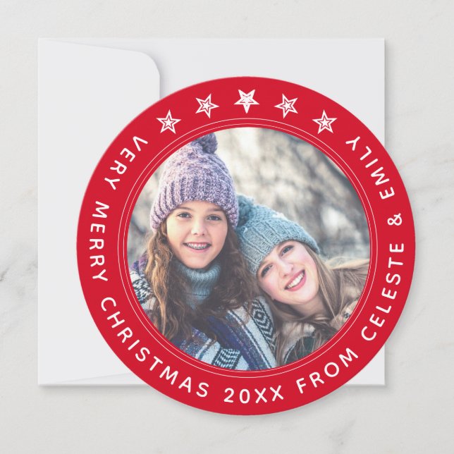  Mother Daughter Red Customizable Merry Christmas Holiday Card (Front)