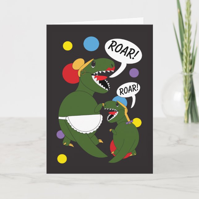 Mother Daughter Tyrannosaurs Rex Personalize Card (Front)