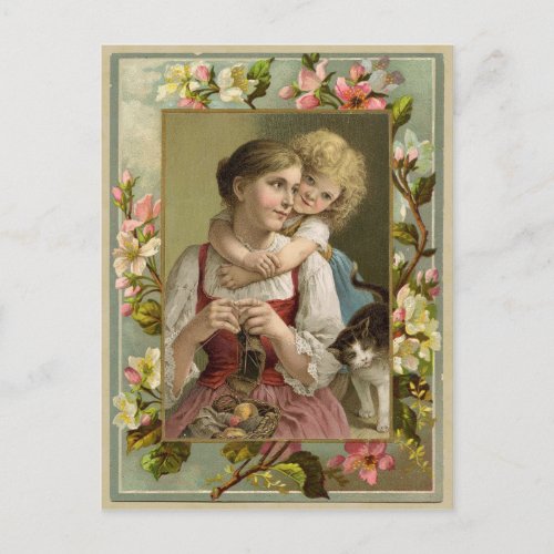 Mother  Daughter Vintage Reproduction Postcard