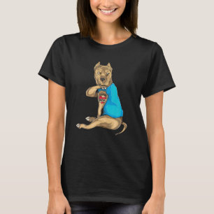 Mother Day Funny Dog Pitbull I Love Mom Tattoo T-Shirt