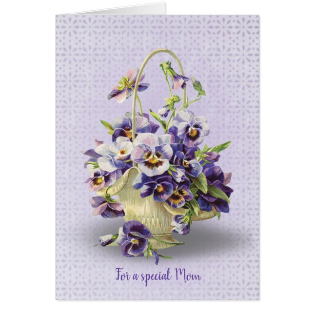 Mother' Day pansy basket Cards (Front)