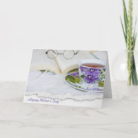Mother' Day pansy tea cup on fur