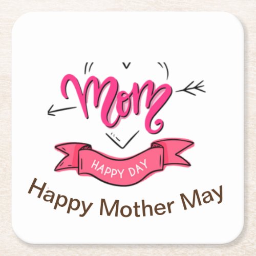 Mother day square paper coaster
