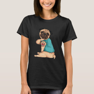 Mother Day Tattooed Funny Dog Pug I Love Mom T-Shirt