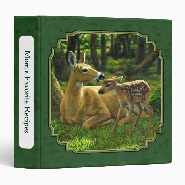 Mother Deer and Fawn Forest Green Binder (Front/Spine)