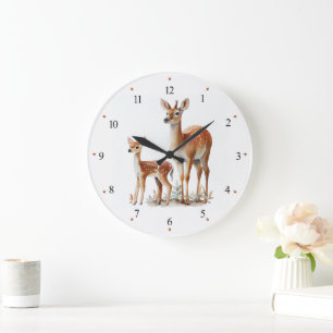 Mother Deer and fawn nursery Wall Clock