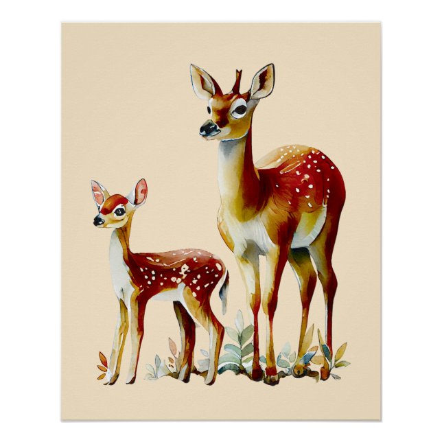 mother deer and fawn poster (Front)