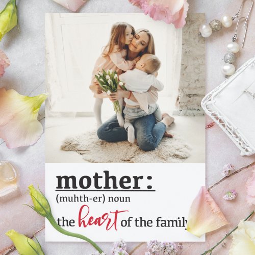 Mother definition heart of the family greeting card
