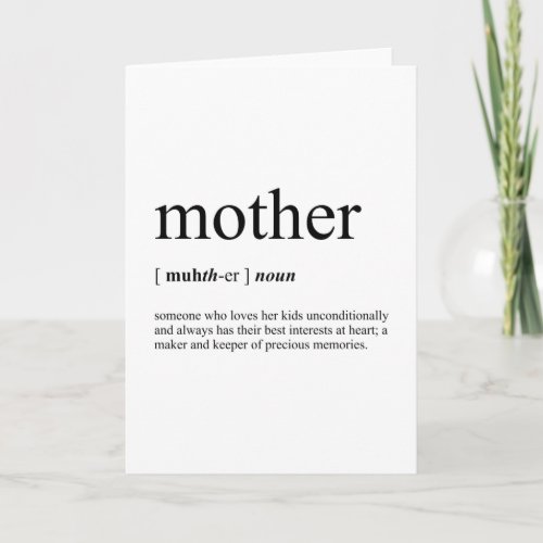 Mother Definition White Card