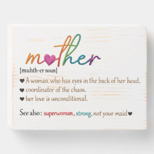 Mother Definition Wooden Box Sign