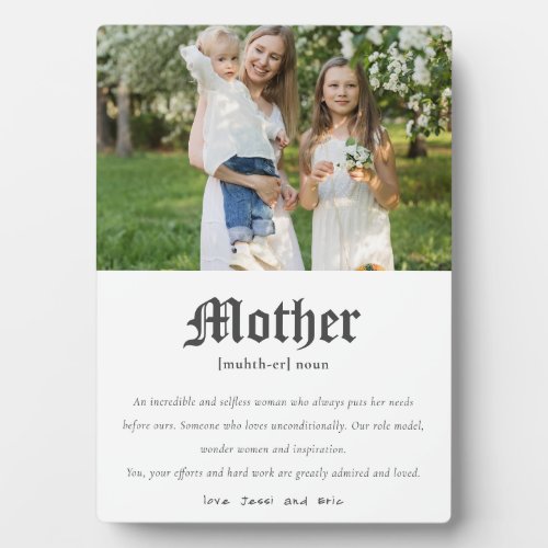 Mother Dictionary Definition Custom Photo Gift Plaque