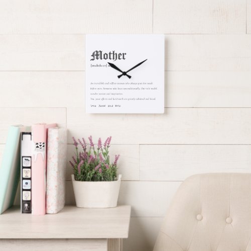 Mother Dictionary Definition Personalized Gift Square Wall Clock