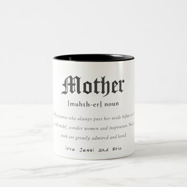 Mother Dictionary Definition Personalized Gift Two-Tone Coffee Mug (Center)