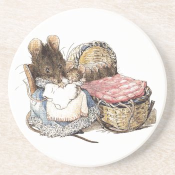 Mother Dormouse And Her Child Drink Coaster by kidslife at Zazzle
