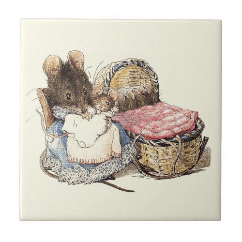 Mother Dormouse and Her Child Tile