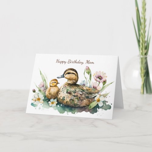 Mother Duck and Duckling Birthday Card