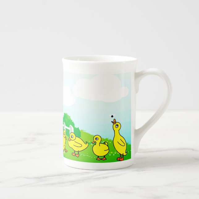 Mother Duck and Ducklings Bone China Mug (Right)
