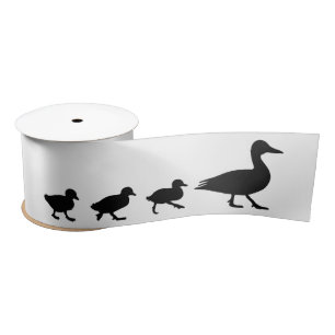 Mother Duck and Ducklings Silhouette 3" Satin Ribbon
