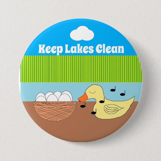 Mother Duck Singing to Her Eggs Button (Front)