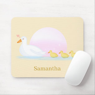 Mother Duck Swimming With Her Family Mouse Pad