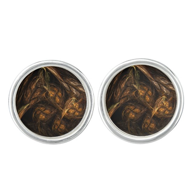 Mother Earth Abstract Art Silver Plated Cufflinks (Front)
