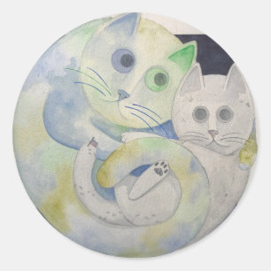 Mother Earth and Moon Cat Hug Sticker