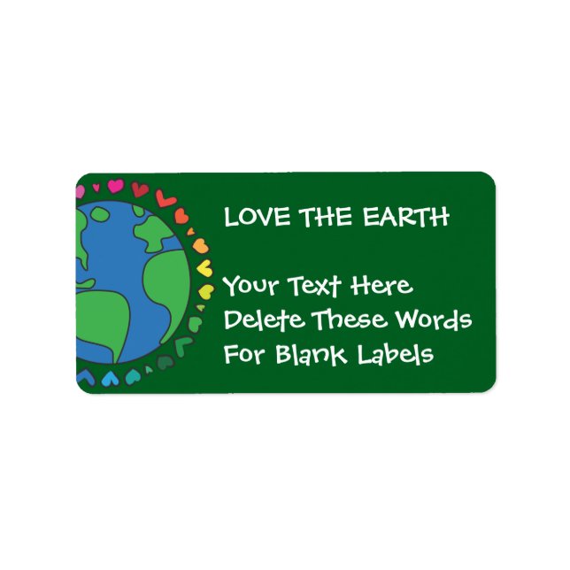 Mother Earth Day Save The Planet Rainbow Hearts Label (Front)