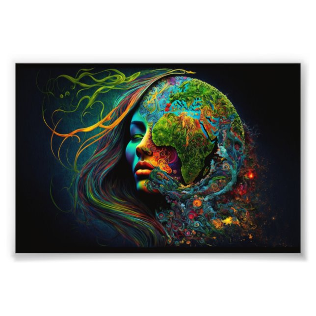 Mother Earth, Fantasy Art, Science Art, Earth Photo Print (Front)