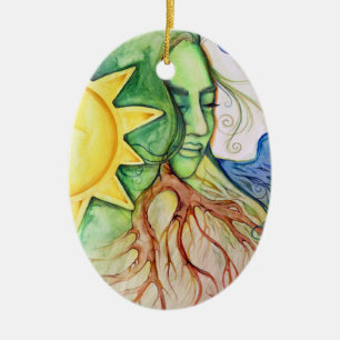 Mother Earth Gaia Goddess Ceramic Ornament