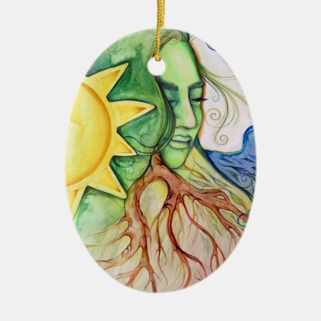 Mother Earth Gaia Goddess Ceramic Ornament (Front)