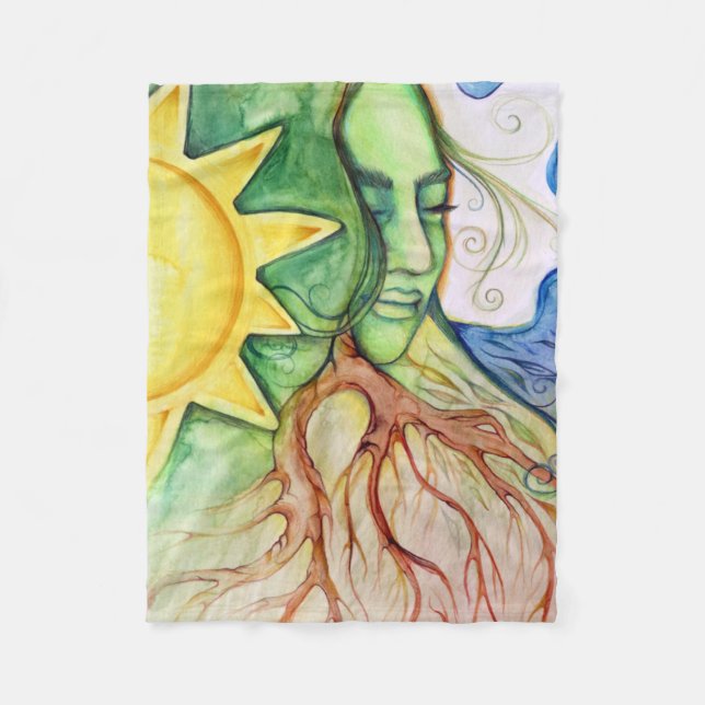 Mother Earth Gaia Goddess Fleece Blanket (Front)