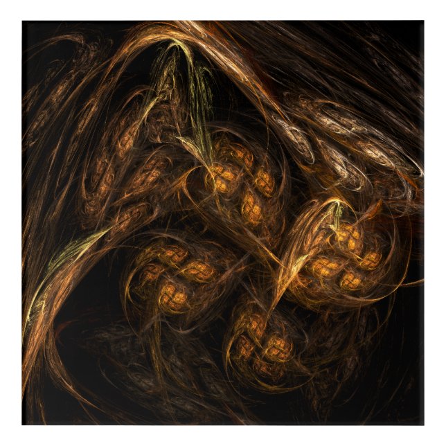 Mother Earth Modern Abstract Art Golden Fractal (Front)