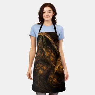 Mother Earth Modern Abstract Art Golden Fractal Apron