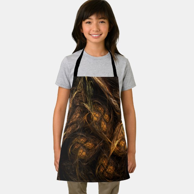 Mother Earth Modern Abstract Art Golden Fractal Apron (Insitu)