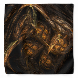 Mother Earth Modern Abstract Art Golden Fractal Bandana
