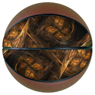 Mother Earth Modern Abstract Art Golden Fractal Basketball