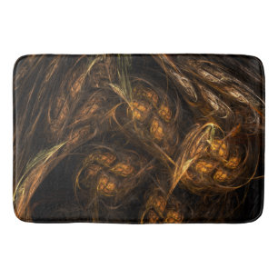 Mother Earth Modern Abstract Art Golden Fractal Bathroom Mat