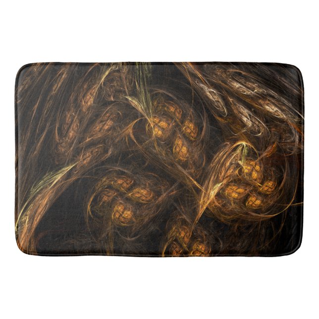 Mother Earth Modern Abstract Art Golden Fractal Bathroom Mat (Front)
