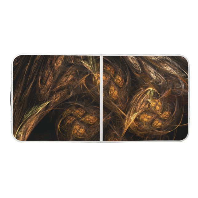 Mother Earth Modern Abstract Art Golden Fractal Beer Pong Table (Top)